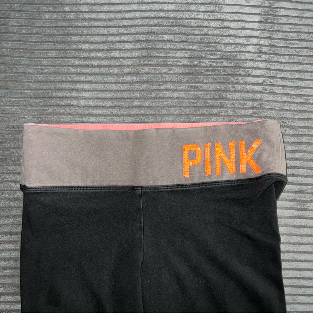 PINK Victoria's Secret Black/Gray Leggings with Wide Waistband XS - Picture 6 of 7